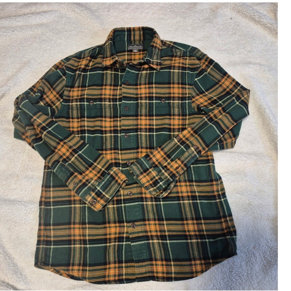 LL Bean Signature Slim Fit Flannel Shirt Mens Medium Plaid Button Up